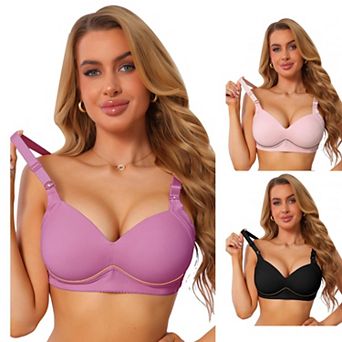 3 Packs Women's Deep V Full Coverage Minimizer Wireless Adjustable Straps Comfort Everyday Bras