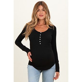 Maternity Ribbed Henley Top