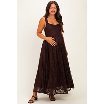 Maternity Sleeveless Lace Maxi Dress