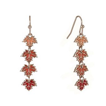Hallmark Enamel Linear Maple Leaf Earrings
