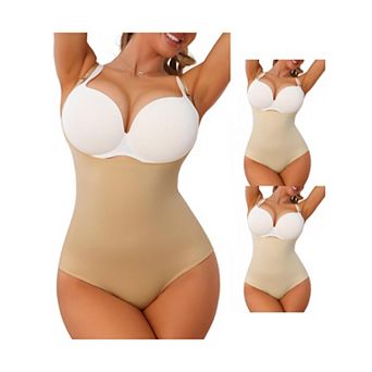 3 Packs Underbust Shapewear Bodysuit for Women Tummy Control Hip Lifter Camisole Brief Bodyshaper