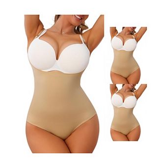 3 Packs Underbust Shapewear Bodysuit for Women Tummy Control Hip Lifter Camisole Brief Bodyshaper