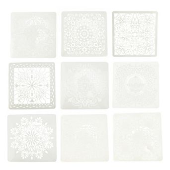 12.01" 9 pc Painting Stencils Reusable Stencil, Templates Stencils for Painting Floral Milky White