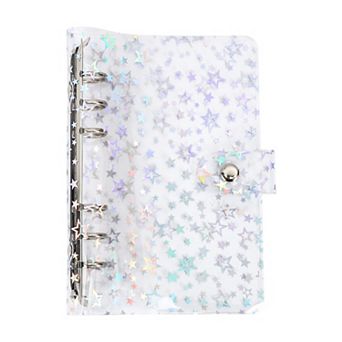 1 pc 9.25"Sticker Binder Organizer, Laser Star Design Cover Transparent