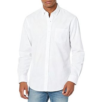 Men's Long Sleeve Oxford Shirt Pocket Wrinkle Resistant Breathable