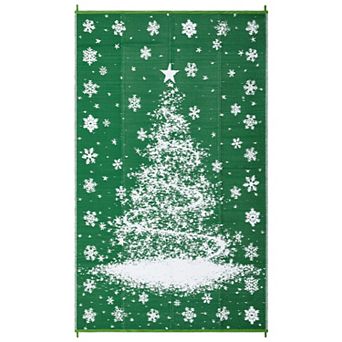 Reversible Waterproof Christmas Outdoor Rug UV Stabilized Stain-Resistant Portable Carpet for Patio