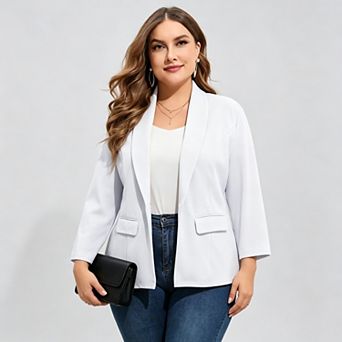 Women's Plus Size Single Button Blazer Peplum Hem Casual Blazers with Pockets