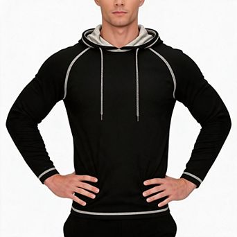 Men Raglan Hoodie Contrast Stitching Pullover Hooded Top For Daily Casual Outdoor Street Wear