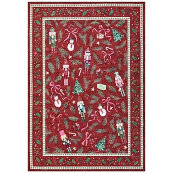 Holiday Christmas Rug Machine Washable Non-Slip Decorative Leaf Design Foldable Carpet