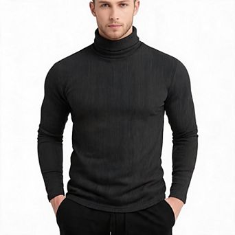 Men Turtleneck Long Sleeve Shirt Slim Fit Base Layer Pullover Top For Fall Winter Daily Casual Wear