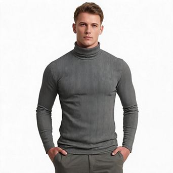 Men Turtleneck Long Sleeve Shirt Slim Fit Base Layer Pullover Top For Fall Winter Daily Casual Wear