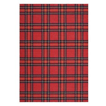 Christmas Tartan Plaid Area Rug Low Pile Machine Washable Carpet for Living Room Dining Room