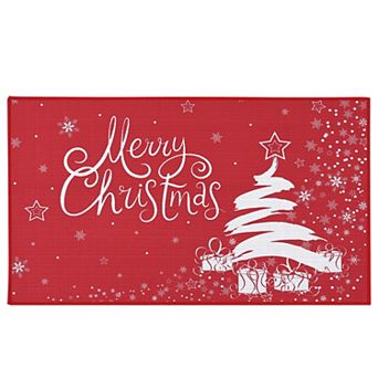 Christmas Gift Tree Print Area Rug Machine Washable Non‑Slip Wear Resistant Entryway Floor Mat