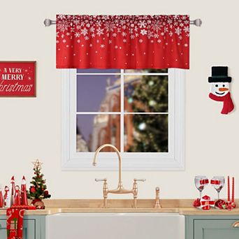 Christmas Short Curtain Vintage Boho Velvet Kitchen Cafe Tier Curtains for Home Decor 2 Panels