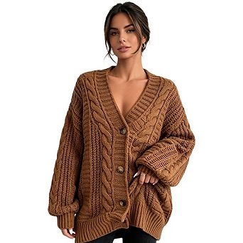 Women's Lightweight Soft Loose Fitting Knit Cardigan With A Button Front Design