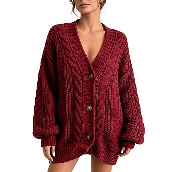 Women's Lightweight Soft Loose Fitting Knit Cardigan With A Button Front Design
