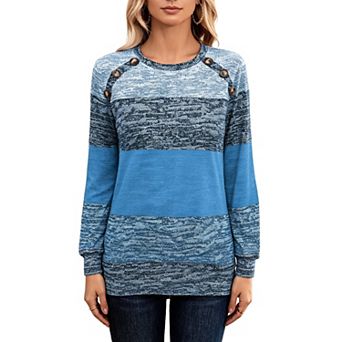 Women Long Sleeve Shirts Blouses Crew Neck Tops Casual Loose Fit Blouses Pullover Shirts