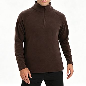 Mens Fleece Stand Collar Half Zip Pullover Sweatshirt