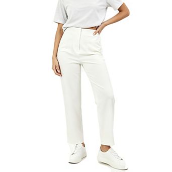 Women's Pleated High Waist Straight Leg Long Pants Business Soft Casual Summer Fall Trousers