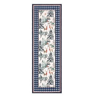Christmas Plaid Machine Washable Area Rug Stain Resistant Foldable Carpet for Living Room Entryway