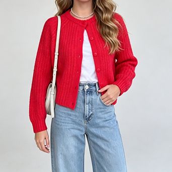 Women Button Down Long Sleeve Chunky Soft Knit Cardigan Sweater Loose Open Front Coat