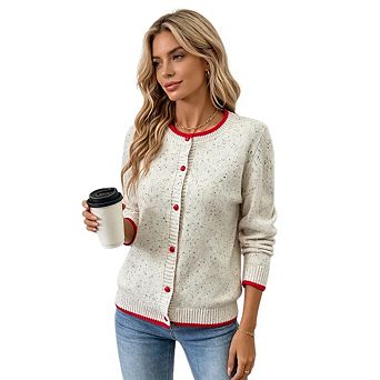 Women's Casual Color Blocked Sweater Elegant And High End Knitted Cardigan Coat