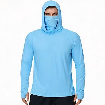 Men's Hooded Sun Protection Long Sleeve Shirt UPF Outdoor Face Cover