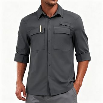 Men's Long Sleeve Fishing Shirt Quick Dry Breathable Stretch Outdoor