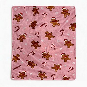 Christmas Holiday Blanket, Scattered Gingerbread Man Classic Cookie Xmas Pattern Blanket