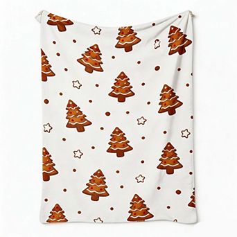 Christmas Holiday Blanket, Gingerbread Shaped Christmas Tree Star Simple Repeating Blanket