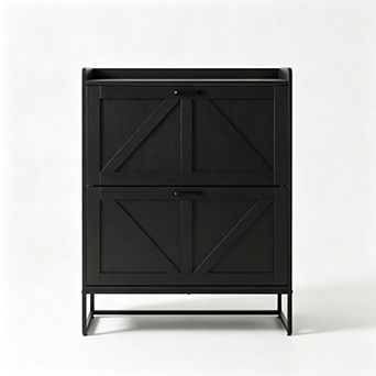 Shoe Storage Cabinet with 2 Flip Drawers plus Adjustable Shelf