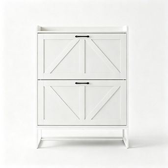 Shoe Storage Cabinet with 2 Flip Drawers plus Adjustable Shelf