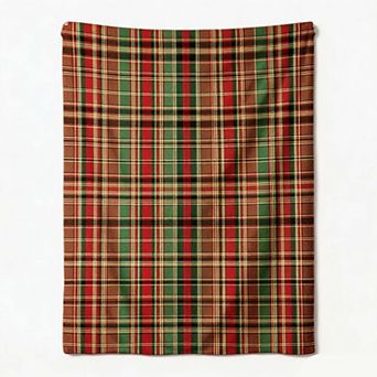 Christmas Holiday Blanket, Traditional Tartan Plaid Rustic Farmhouse Seasonal Blanket