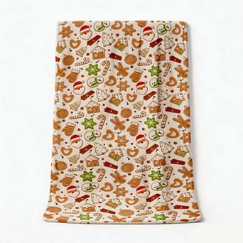 Christmas Holiday Blanket, Tiny Gingerbread Cookie Continuous Repeating Xmas Blanket