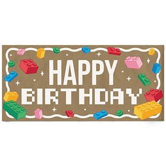 Building Blocks Kraft Paper Banner, Colorful Brick Birthday Party, Printed Brown Paper 1 Count