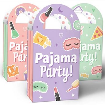 Pajama Slumber Party Favor Bags with Handles, Sleepover Goodie Paper Take-Home Gift Boxes - 12 ct