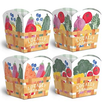 Locally Grown Treat Boxes, Small Farmers Market Favor Holders, Disposable Paper Containers - 12 ct