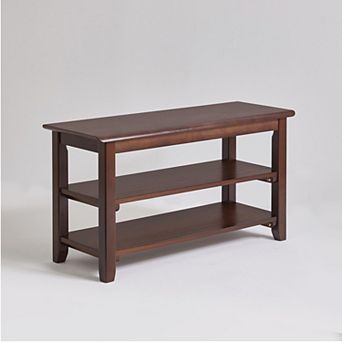 2 tier Solid Wood Shoe Bench, Entryway Shoe Rack with Storage Shelves, Hallway Seat Bench