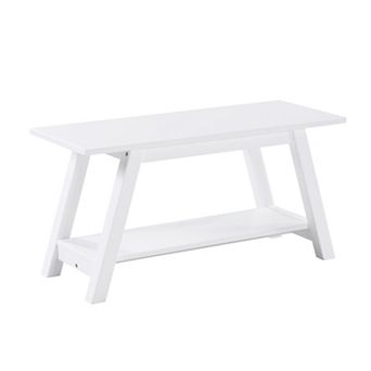 Solid Wood Bench with Shelf, 36.1" Long, Farmhouse Entryway Storage Bench