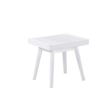 Larwich Solid Wood Slatted Bench, 19" Long, White Farmhouse Entryway Bench