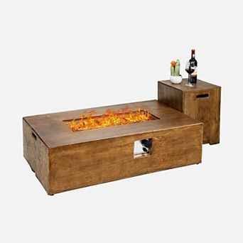 2 pc Outdoor Propane Fire Pit Table Set 50000 BTU with Tank Holder