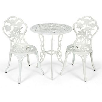 3 pc Cast Aluminum Outdoor Bistro Set with Rose Design