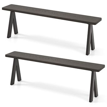 3 Person Outdoor Bench Set of 2 with 800 lbs Capacity