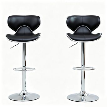 Bar Stools Set of 2,with Back Bar,Upholstery PU Leather Swivel Bar Stool,for Kitchen/Dining Room