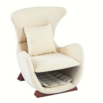 Accent Chair with Curved Arms, with Lumbar Pillow, Velvet Upholstered Wingback Chair