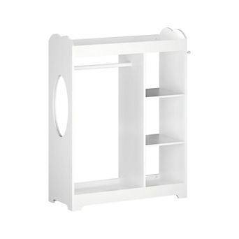 Heybly Kids Armoire Dress Up Storage with Mirror and Hooks, Clothes Rack with Hanging Rod