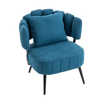 Modern Chenille Accent Chair with Scalloped Backrest and Pocket Coil Seat,Upholstered Barrel Chair