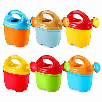 6 Pack Plastic Watering Cans for Kids 7.5 x 7.1 x 2 Inch Garden and Beach Toy Set Multi Color