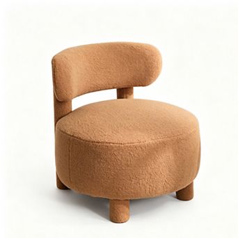 Teddy Fabric armless accent chair with curved backrest and solid wood legs upholstered chair