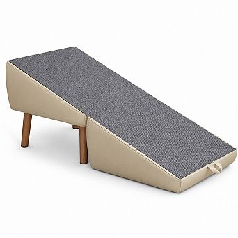 Heybly 2-in-1 Foldable Dog Stairs and Ramp for Small Dogs & Cats, Wooden Pet Steps for Couch